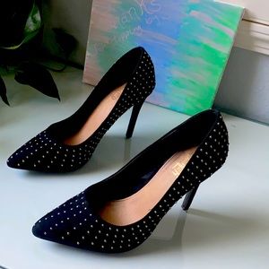 Studded pointed toe heels